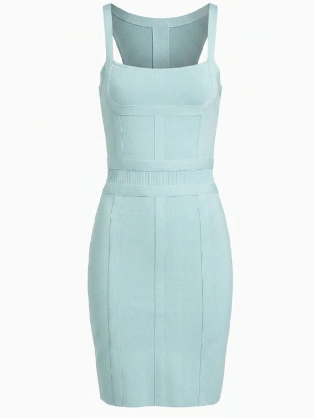 Small GUESS Los Angeles Light Blue or Teal Bandage Sleeveless Fitted Midi Dress